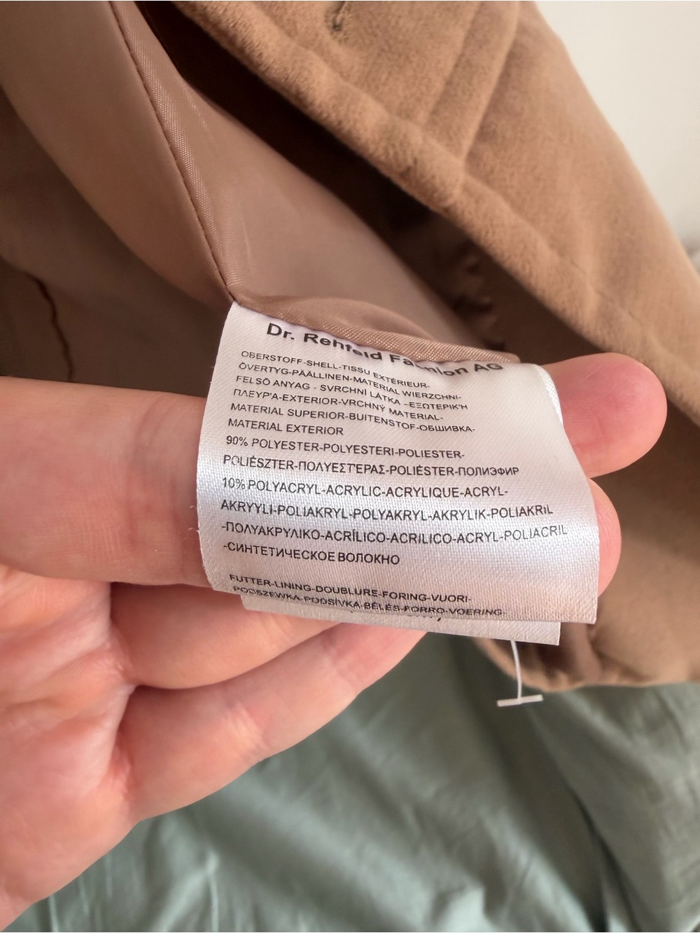 Women's Camel Wool-Blend Peacoat - Picture 6 of 6